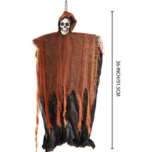 3 Pack Halloween Hanging Ghost Outdoor Decor, 36" Hanging Skeleton Grim Reaper - Picture 7 of 7